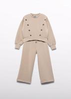 Abel & Lula winter broek-set meisjes - beige - gebreid - thumbnail
