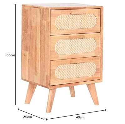 Ladekast Home ESPRIT Natuurlijk Metaal Rubberwood 40 x 30 x 63 cm