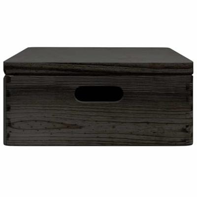 VidaXL Houten kist met deksel&handvatten 40x30x13cm grenenhout zwart - thumbnail