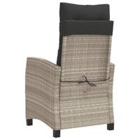 Tuinstoelen 2 st verstelbaar met kussens poly rattan lichtgrijs - thumbnail