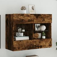 Tv-wandmeubel met LED-verlichting 78,5x30x60,5 cm gerookt eiken - thumbnail