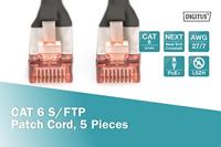 Digitus DK-1644-100-BL-5 RJ45 Netwerkkabel, patchkabel CAT 6 S/FTP 10.00 m Zwart Folie afscherming, Afscherming totaal, Afgeschermd, Halogeenvrij, Simplex, - thumbnail