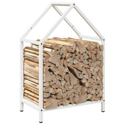 VidaXL Brandhoutrek 40x25x60 cm koudgewalst staal wit VidaXL Brandhoutrek 40x25x60 cm koudgewalst staal wit
