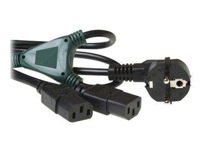 ACT Stroom splitskabel randaarde stekker CEE7/7 male (haaks) - C13 splitsing op: 1,00 m ACT Stroom splitskabel randaarde stekker CEE7/7 male (haaks) - C13 splitsing op: 1,00 m