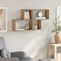 Wandschap 100x18x53 cm bewerkt hout artisanaal eikenkleurig - thumbnail
