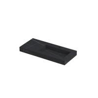 INK Pitch Wastafel Keramische Slab Rechts met Drain en Front en Side Skirts 1 Kraangat - 1000x450x90 mm - Lauren Black Mat - thumbnail