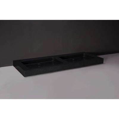 Forzalaqua Palermo Doppio Wastafel 140.5x51.5x9cm Graniet Gezoet Met 2 Kraangaten