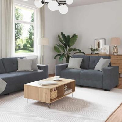 Bankstel 3 pcs Donkergrijs 221 x 80 x 80 cm Fluweel