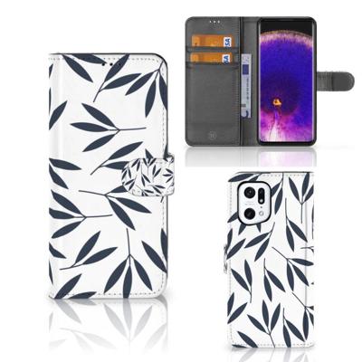 OPPO Find X5 Pro Hoesje Leaves Blue OPPO Find X5 Pro Hoesje Leaves Blue