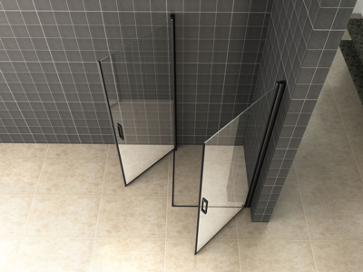 Wiesbaden Salone cabine met 2 draaideuren 900 x 900 x 2000 x 8 mm nano helder glas/mat zwart 20.3918