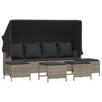5-delige Loungeset met kussens poly rattan grijs - thumbnail