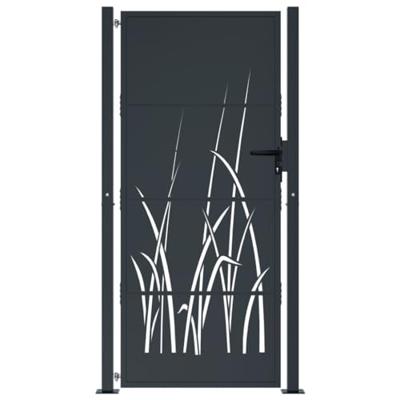 Poort 105x180 cm met grasontwerp staal antracietkleurig - thumbnail