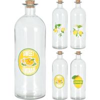 Excellent Houseware Fles glas met dop kurk 1l - thumbnail