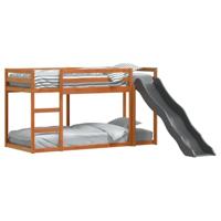 Stapelbed met glijbaan en ladder grenenhout wasbruin 75x190 cm - thumbnail