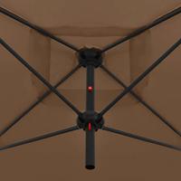 VidaXL Parasol dubbel met stalen paal 250x250 cm taupe - thumbnail