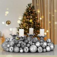 Kerstboom decoraties - Set van 66 - zilver - thumbnail