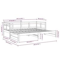 Slaapbank uitschuifbaar massief grenenhout zwart 2x(80x200) cm - thumbnail