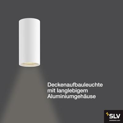 SLV Witte plafondspotAsto Tube cilinder - 1x GU10 - 1006440