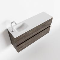 MONDIAZ ADA 100cm toiletmeubel dark brown. LEX wastafel talc links 1 kraangat - thumbnail