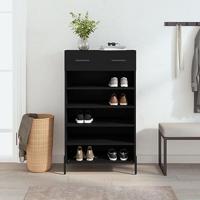 Schoenenkast 60x35x105 cm bewerkt hout zwart - thumbnail