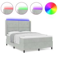 Boxspringbed met hoofdeinde Lichtgrijs 140 x 190 cm Fluweel - thumbnail