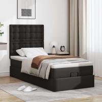 Ottoman bed met matras en LED's 80x200cm kunstleer zwart - thumbnail
