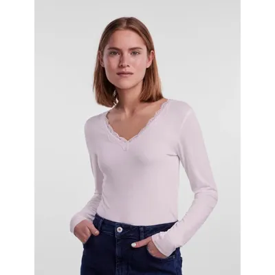 Dames shirt Kant lange mouw - Barbera - Kanten dames ondershirt - Viscose