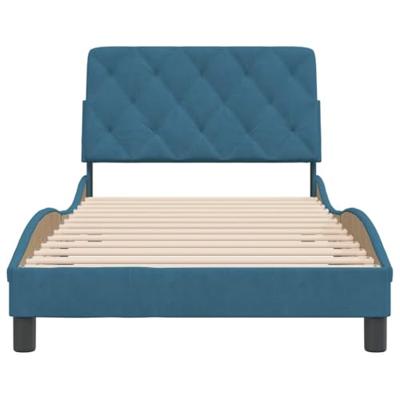 Bedframe met hoofdeinde fluweel blauw 100x200 cm