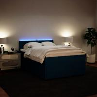 Boxspring met matras fluweel blauw 140x190 cm - thumbnail