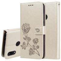 Rose Embossed Horizontal Flip PU Leather Case for Xiaomi Redmi Note 7 with Holder & Card Slots & Wallet(Gold) - thumbnail