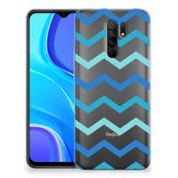 Xiaomi Redmi 9 | TPU bumper | Zigzag Blauw - thumbnail