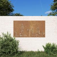 Wanddecoratie tuin skyline-ontwerp 105x55 cm cortenstaal - thumbnail