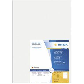 Herma 8694 Folie-etiketten 297 x 420 mm Folie, glanzend Transparant 50 stuk(s) Permanent hechtend Laser (zwart/wit), Laser (kleur), Kopiëren (zwart/wit),
