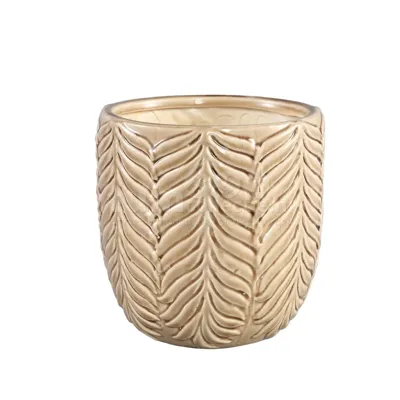 PTMD Bloempot Jux Leaf Bruin Ø17cm PTMD Bloempot Jux Leaf Bruin Ø17cm