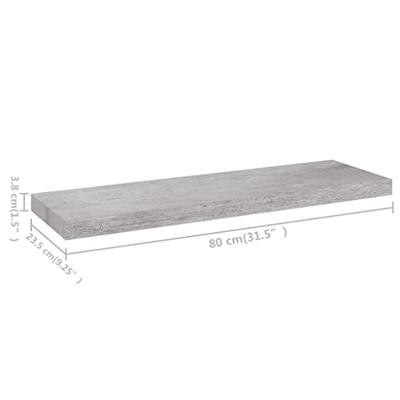 Wandschappen zwevend 2 st 80x23,5x3,8 cm MDF betongrijs