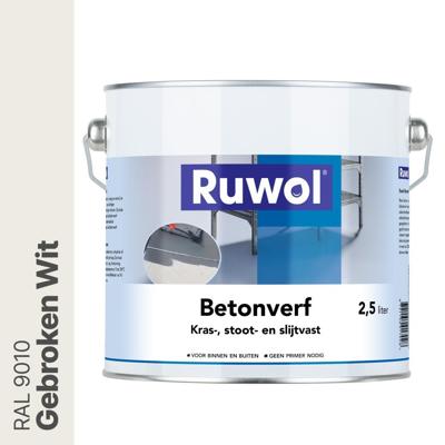 Ruwol Betonverf Gebroken Wit (RAL 9010) 2,5 liter