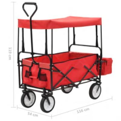 VidaXL Handkar inklapbaar met luifel staal rood VidaXL Handkar inklapbaar met luifel staal rood