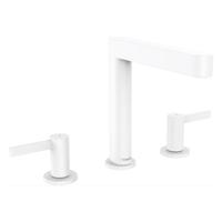 Hansgrohe Wastafelmengkraan Finoris 3-gats 160 met Push-Open Waste Mat Wit - thumbnail