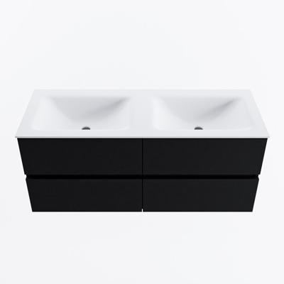 MONDIAZ VICA 120cm badmeubel onderkast Urban 4 lades. Wastafel CLOUD dubbel 2 kraangaten, kleur Talc.