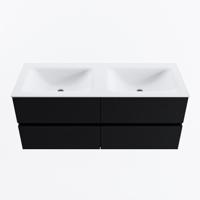 MONDIAZ VICA 120cm badmeubel onderkast Urban 4 lades. Wastafel CLOUD dubbel 2 kraangaten, kleur Talc. - thumbnail