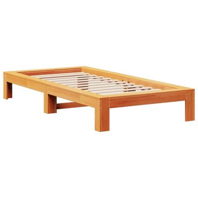 Bedframe zonder matras massief grenenhout wasbruin 100x200 cm