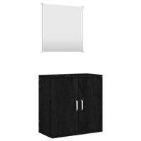 2-delige Badkamermeubelset bewerkt hout zwart - thumbnail