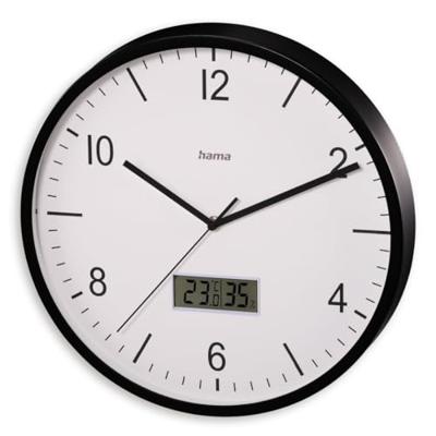 Hama DCF Wandklok Lanzarote Tikt Niet + Thermometer en Hygrometer 35 cm Zwart/Wit Hama DCF Wandklok Lanzarote Tikt Niet + Thermometer en Hygrometer 35 cm Zwart/Wit