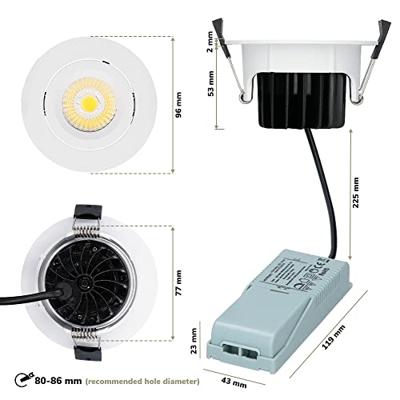 Set van 6 Salerno LED inbouwspots - 8W 650 lumen - 2700K warm wit - Dimbaar - Rond - Kantelbaar - IP44 waterdicht - Wit - Voor binnen, buiten en badkamer Set van 6 Salerno LED inbouwspots - 8W 650 lumen - 2700K warm wit - Dimbaar - Rond - Kantelbaar - IP44 waterdicht - Wit - Voor binnen, buiten en badkamer