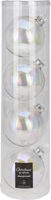 Kerstbal 10cm iriserend koker a 4 glas