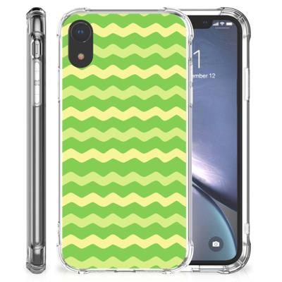 Apple iPhone Xr Doorzichtige Silicone Hoesje Waves Green Apple iPhone Xr Doorzichtige Silicone Hoesje Waves Green