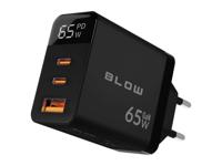 LCD-wandlader met USB-aansluiting + 2x USB-C PD-poorten, 65W GAN zwarte wattmeter - thumbnail