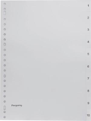 Pergamy tabbladen, ft A4, 23-gaatsperforatie, grijze PP, set 1-10