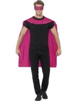 Superhero cape met masker pink - thumbnail