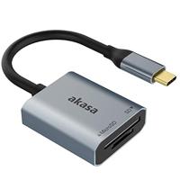Akasa AK-CR-10BK geheugenkaartlezer USB 3.2 Gen 2 (3.1 Gen 2) Type-C Zwart, Zilver - thumbnail